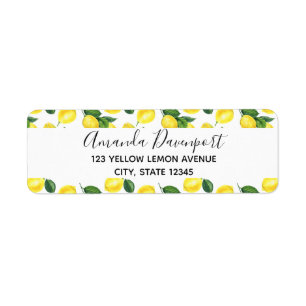 Gele Waterverf Vruchtpatroon Etiket