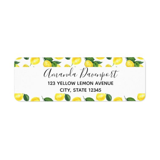 Gele Waterverf Vruchtpatroon Etiket (Voorkant)