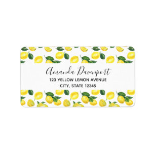 Gele Waterverf Vruchtpatroon Etiket