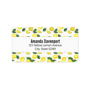 Gele Waterverf Vruchtpatroon Etiket