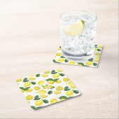 Gele Waterverf Vruchtpatroon Kartonnen Onderzetters (Insitu)