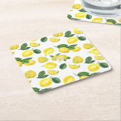 Gele Waterverf Vruchtpatroon Kartonnen Onderzetters (Schuin)