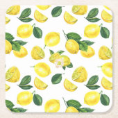 Gele Waterverf Vruchtpatroon Kartonnen Onderzetters (Voorkant)