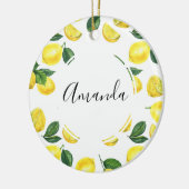 Gele Waterverf Vruchtpatroon Keramisch Ornament (Links)