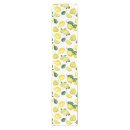 Gele Waterverf Vruchtpatroon Korte Tafelloper