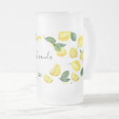 Gele Waterverf Vruchtpatroon Matglas Bierpul (Voorkant rechts)