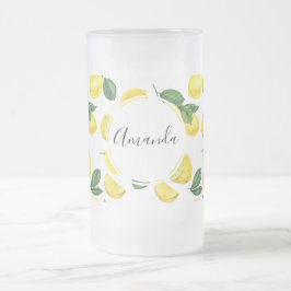 Gele Waterverf Vruchtpatroon Matglas Bierpul