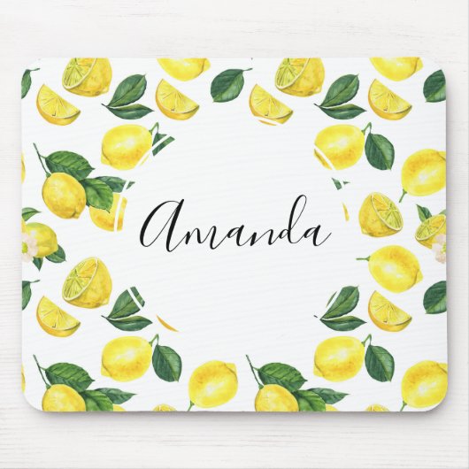 Gele Waterverf Vruchtpatroon Muismat (Voorkant)