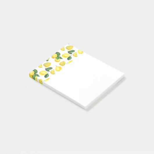 Gele Waterverf Vruchtpatroon Post-it® Notes (Schuin)