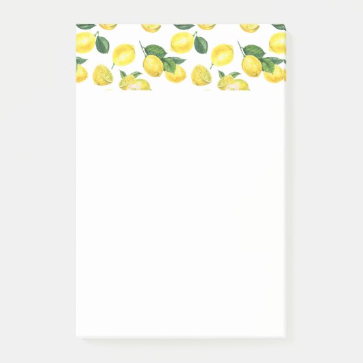 Gele Waterverf Vruchtpatroon Post-it® Notes (Voorkant)