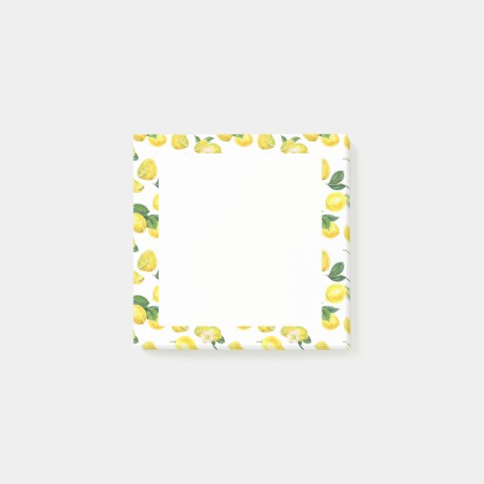 Gele Waterverf Vruchtpatroon Post-it® Notes (Voorkant)