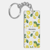 Gele Waterverf Vruchtpatroon Sleutelhanger (Voorkant Links)