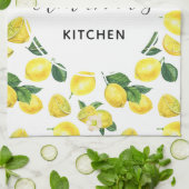 Gele Waterverf Vruchtpatroon Theedoek (Gevouwen)