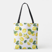 Gele Waterverf Vruchtpatroon Tote Bag (Achterkant)