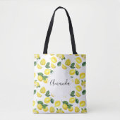 Gele Waterverf Vruchtpatroon Tote Bag (Voorkant)