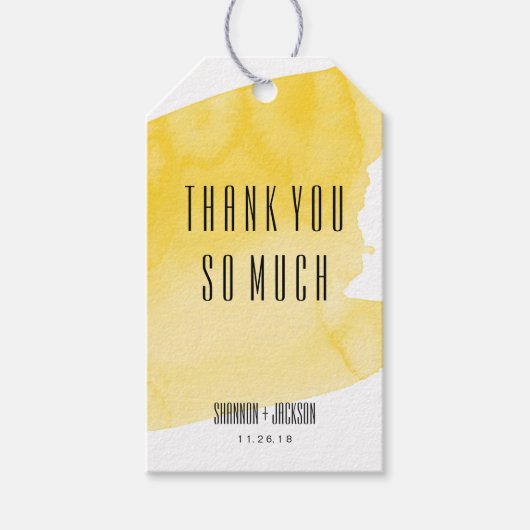 Gele Waterverf Wassen Bruiloft gunst Label Cadeaulabel (Voorkant)