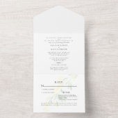 Gele Waterverf Wilde bloem Twee Venue Wedding All In One Uitnodiging (Binnen)