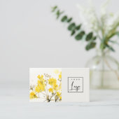 Gele Waterverf Wildflower Boho Bloemen Logo Visitekaartje (Staand voorkant)