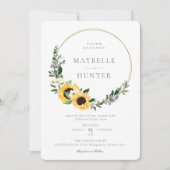 Gele Waterverf Zonnebloem Land Wreatding Wedding Kaart (Voorkant)