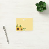 Gele Waterverf Zonnebloem met monogram Post-it® Notes (Kantoor)