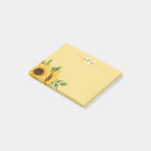 Gele Waterverf Zonnebloem met monogram Post-it® Notes (Schuin)