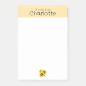 Gele Waterverf zonnebloem naam Post-It Notes (Voorkant)