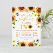 Gele Waterverf Zonnebloem Twee jaar oud Verjaardag Kaart (Staand voorkant)