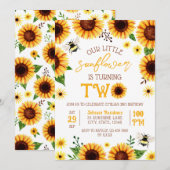 Gele Waterverf Zonnebloem Twee jaar oud Verjaardag Kaart (Voorkant / Achterkant)