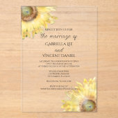 Gele Waterverf Zonnebloemen Acryl Uitnodigingen (Voorkant)