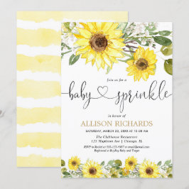 Gele waterverf zonnebloemen baby strooi kaart