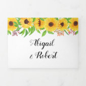 Gele waterverf zonnebloemen bloemenbruiloft drieluik uitnodiging (Cover)