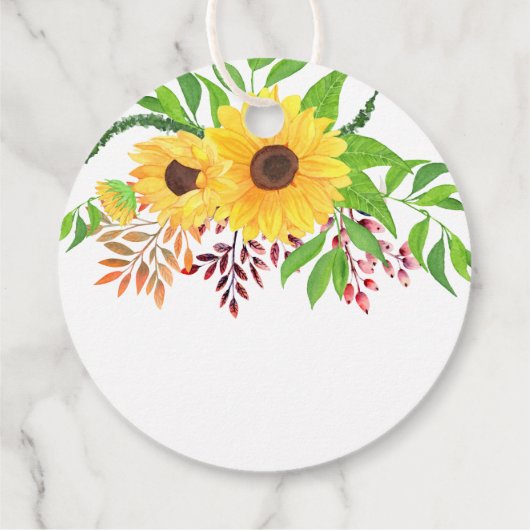 Gele waterverf zonnebloemen bruiloft Dank u Bedankjes Labels (Achterkant)