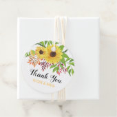 Gele waterverf zonnebloemen bruiloft Dank u Bedankjes Labels (In situ)