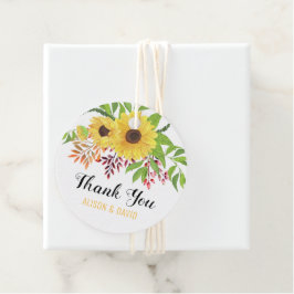 Gele waterverf zonnebloemen bruiloft Dank u Bedankjes Labels