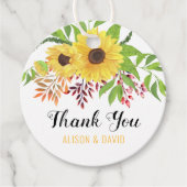 Gele waterverf zonnebloemen bruiloft Dank u Bedankjes Labels (Voorkant)