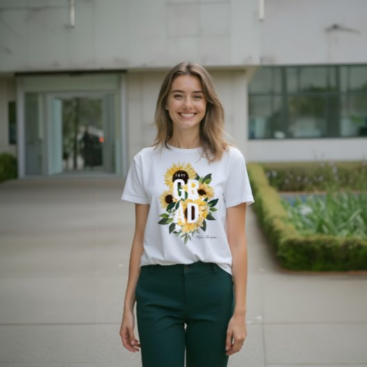 Gele Waterverf Zonnebloemen en Afstudeerder van wi Tri-Blend Shirt