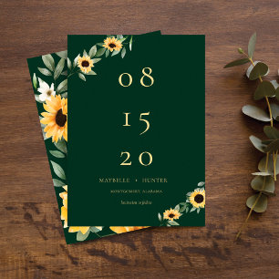 Gele Waterverf Zonnebloemen en bloem Moderne Save The Date