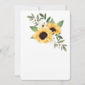 Gele Waterverf Zonnebloemen en Wildflower Wedding Kaart (Achterkant)