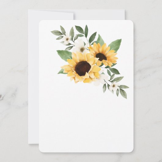 Gele Waterverf Zonnebloemen en Wildflower Wedding Kaart (Achterkant)