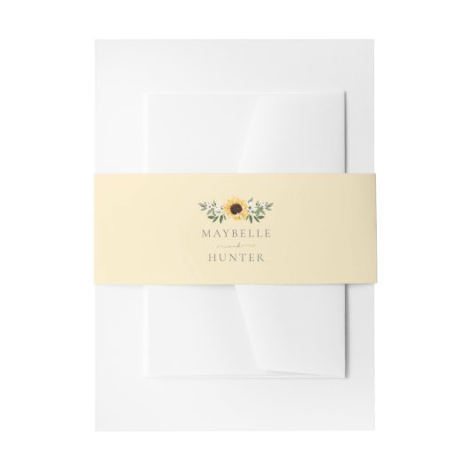 Gele Waterverf Zonnebloemen en Wildflower Wedding Uitnodigingen Wikkel (Voorkant Voorbeeld)