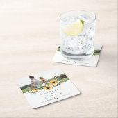 Gele Waterverf Zonnebloemen Foto Save Our Date Kartonnen Onderzetters (Insitu)