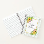 Gele waterverf zonnebloemen, lijst en stippen notitieboek (Binnen)