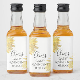 Gele Waterverf Zonnebloemen Likeurfles Etiket