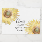 Gele Waterverf Zonnebloemen Likeurfles Etiket (Enkel label)