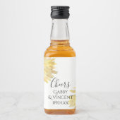 Gele Waterverf Zonnebloemen Likeurfles Etiket (Voorkant)