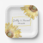 Gele Waterverf Zonnebloemen Papieren Bordje (Voorkant)
