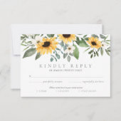 Gele Waterverf Zonnebloemen RSVP Entrée Choices (Voorkant)