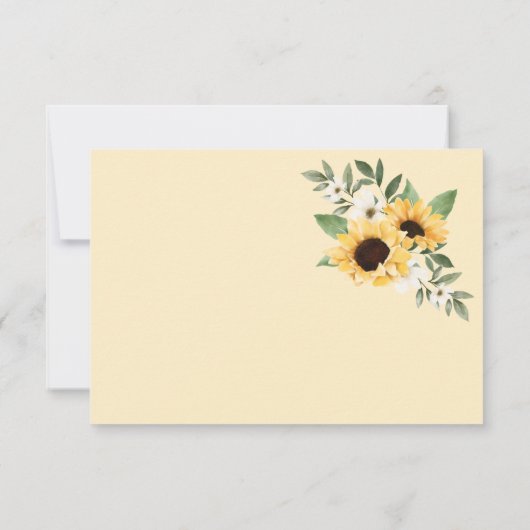 Gele Waterverf Zonnebloemen RSVP Entrée Choices (Achterkant)