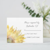 Gele Waterverf Zonnebloemen RSVP Kaartje (Staand voorkant)