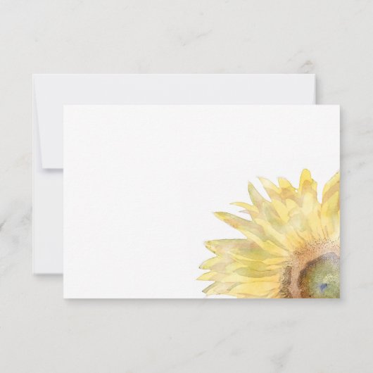 Gele Waterverf Zonnebloemen RSVP Kaartje (Achterkant)